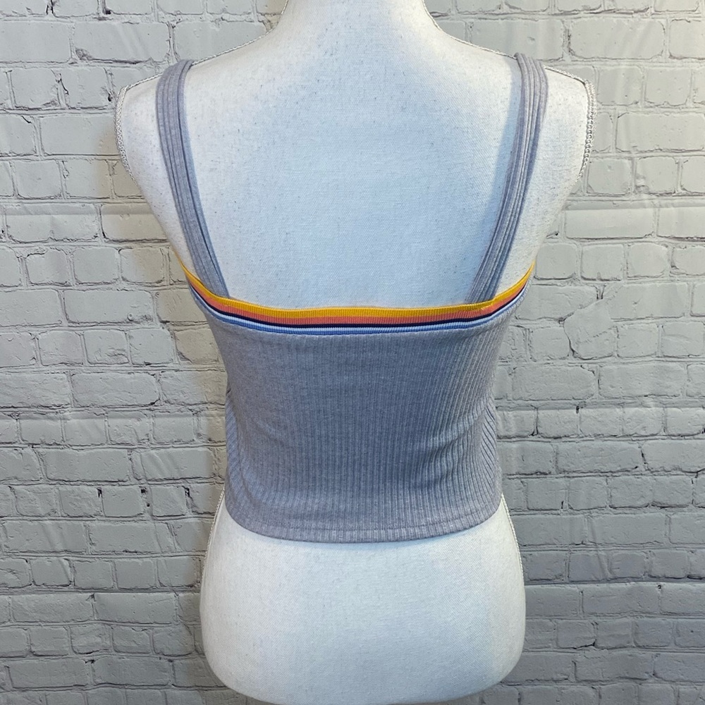 FOREVER 21 Cropped Gray Ribbed Tank Top-Large - Picture 2 of 2